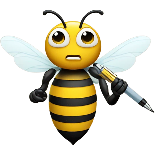 busy bee with pen emoji