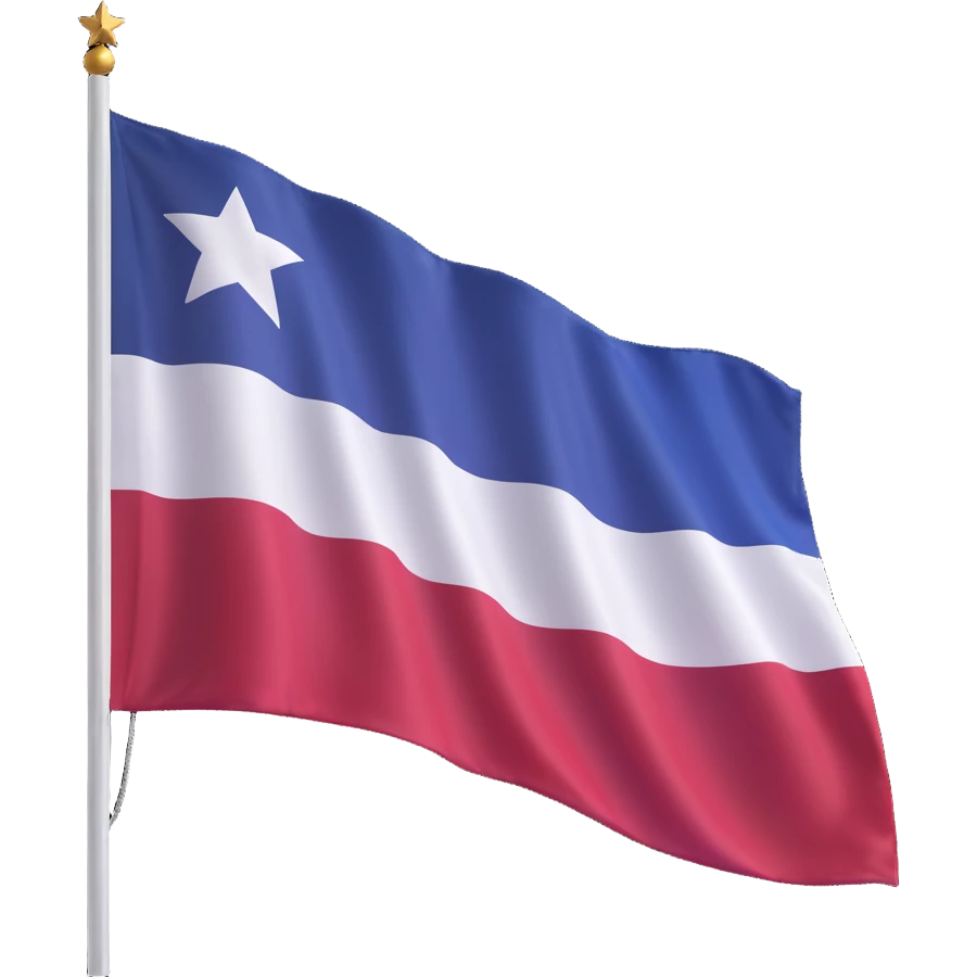 a waving Texas flag in 3D rendered style, shiny fabric, single white star, no text, transparent background emoji