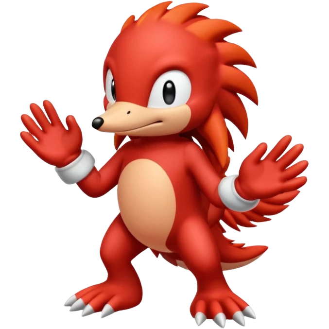 Sonic the hedgehogs friend knuckles a red animal with peach arms and white gloves emoji