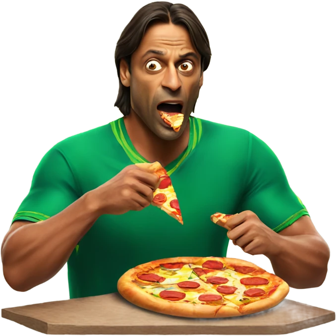 Shoaib Akhtar eating pizza emoji