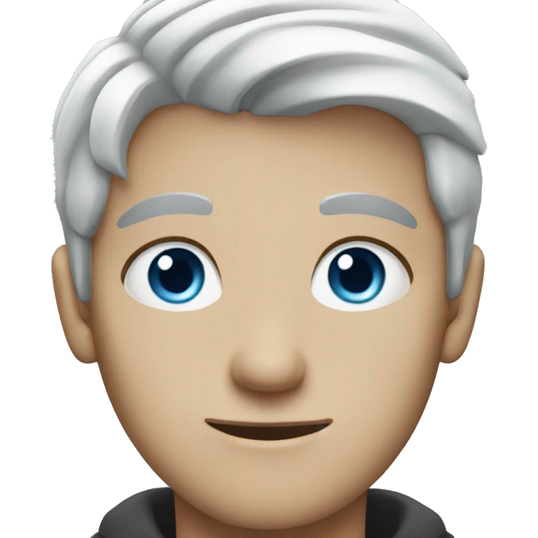 white haired young man with blue eyes emoji