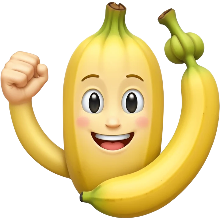 happy banana flexing biceps emoji