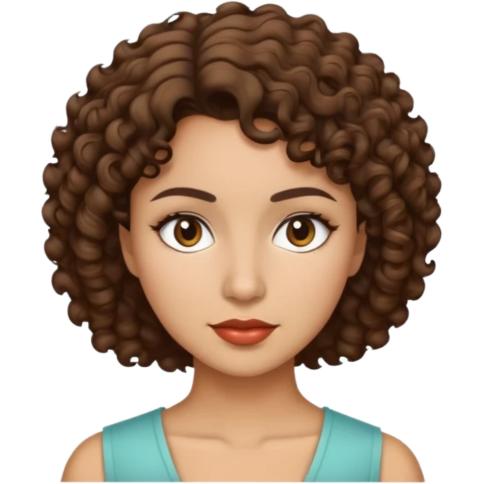 morena com cabelo cacheado curto emoji