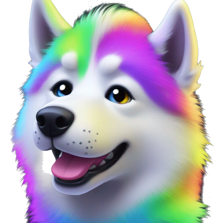 neon rainbow husky cute emoji