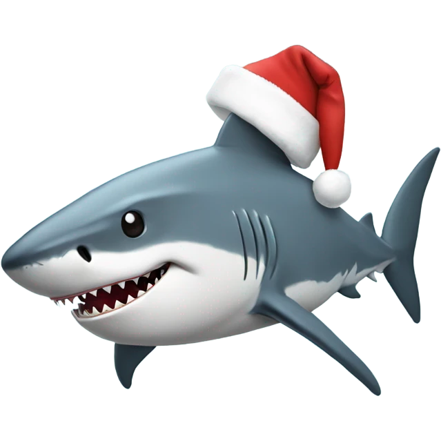 Shark with a Santa hat emoji