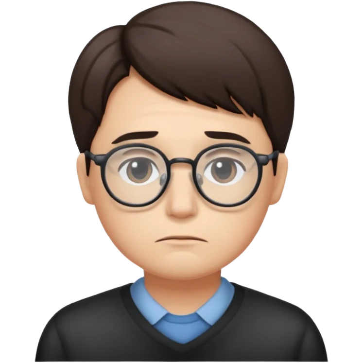 Sad face with glasses  emoji