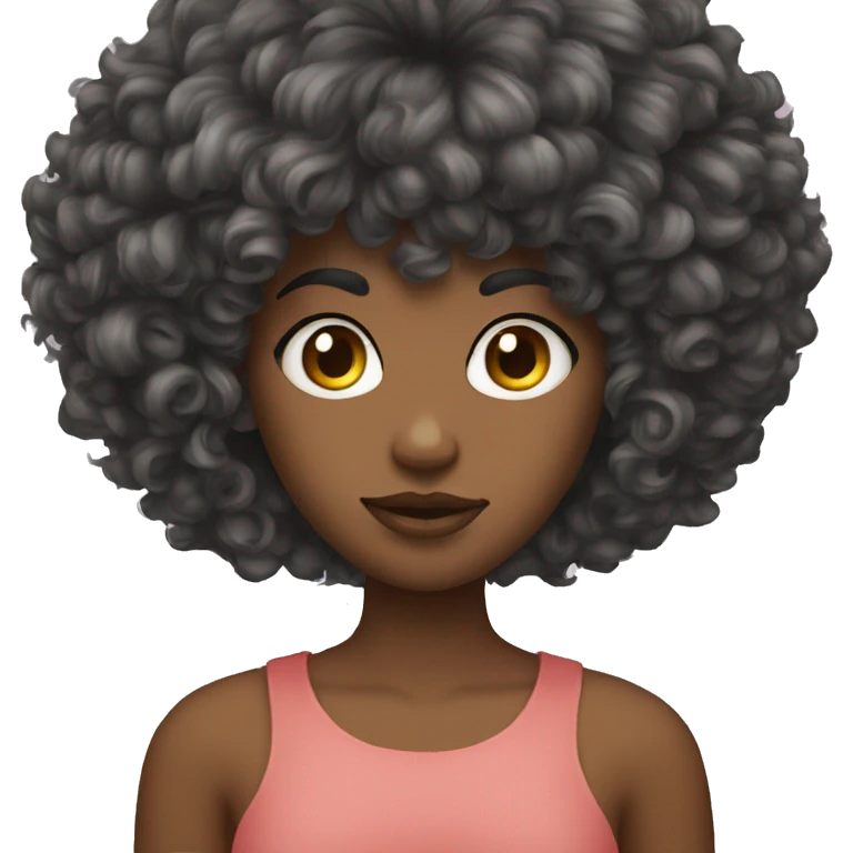 big hair girl with bangs with cerlular emoji