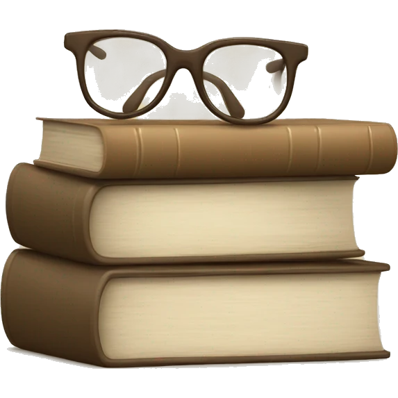 glasses on top of a stack of books beige emoji
