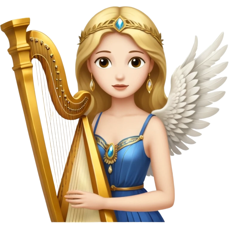 Muse of inspiration with wings and a harp in her hand emoji