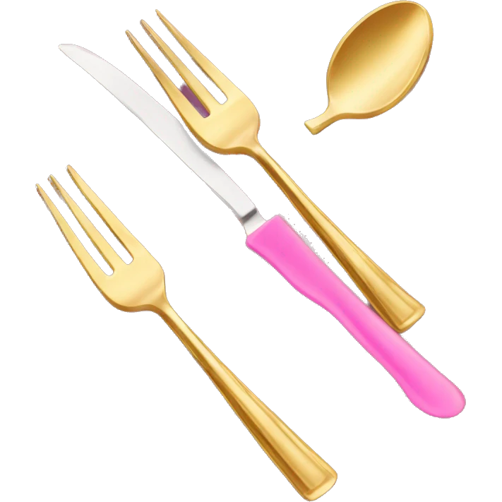  pink and gold knife and fork  emoji