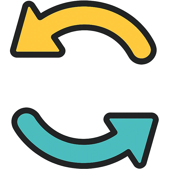 anticlockwise rotate symbol, two curved arrows forming a loop, color outline icon style emoji