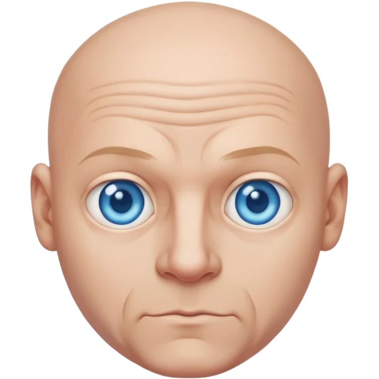 A bald, massive man with big, bulging blue eyes. emoji