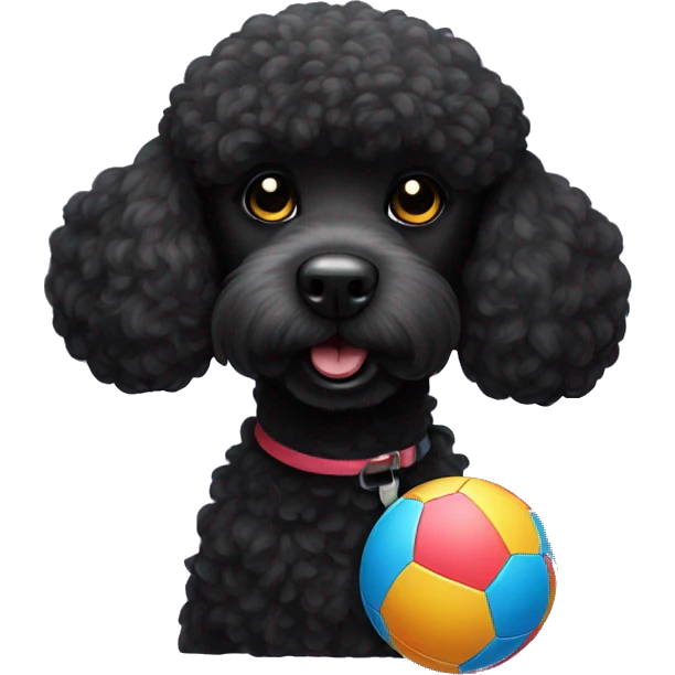 Black poodle with ball  emoji
