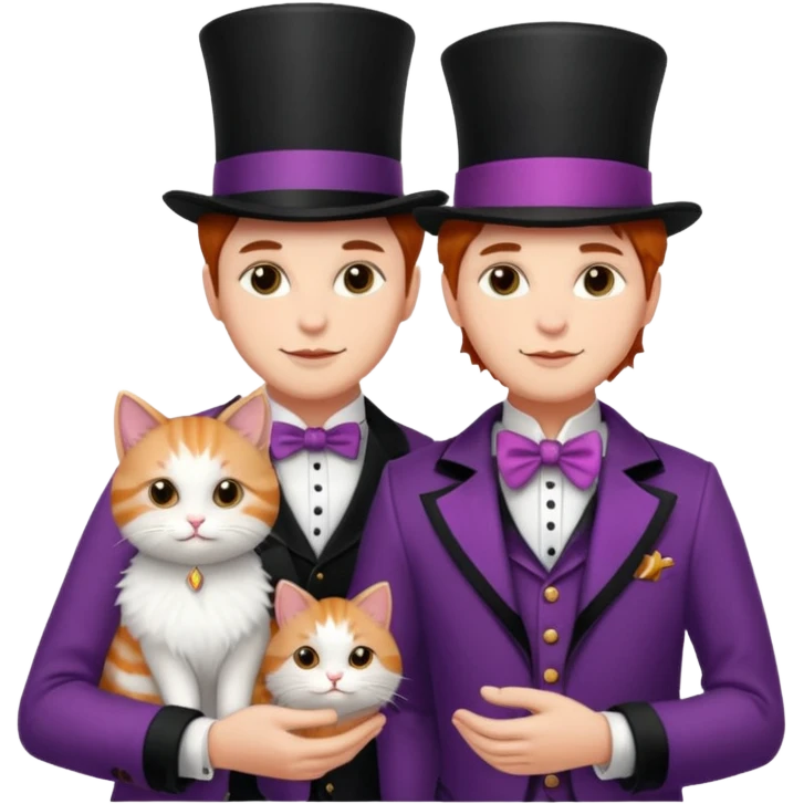 magician couple and their pet cat emoji