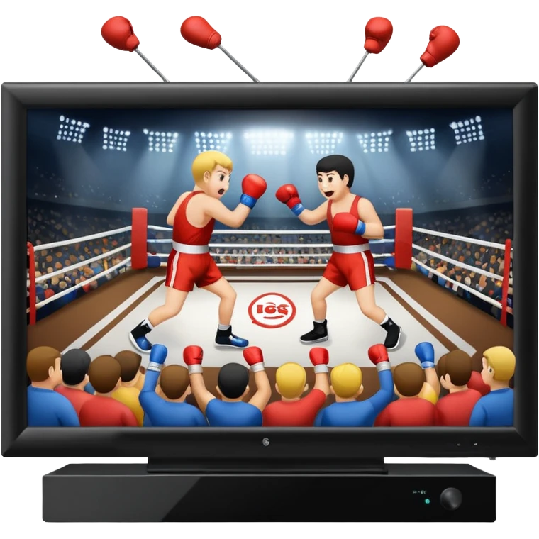 a boxing match shown on a television emoji
