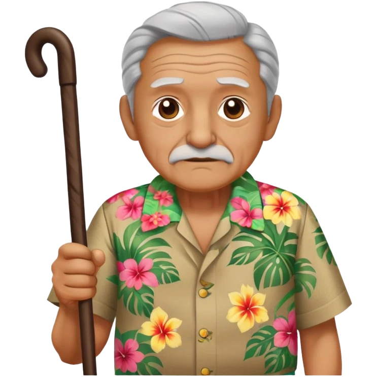 old man with cane and Hawaiian shirt emoji