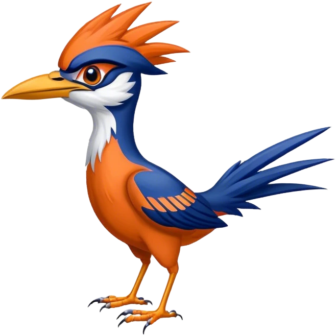 A college mascot of a roadrunner with the colors blue and orange. With UTSA emoji
