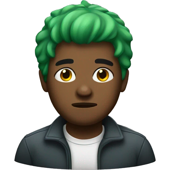 Disappointed black guy with green hair emoji