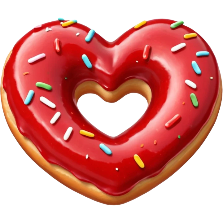 Realistic isolated heart shaped donut with red & glaze. emoji