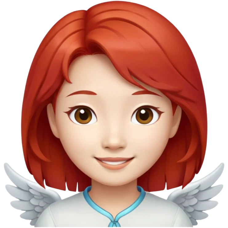 Smiling Asian angel with red hair and oval face emoji
