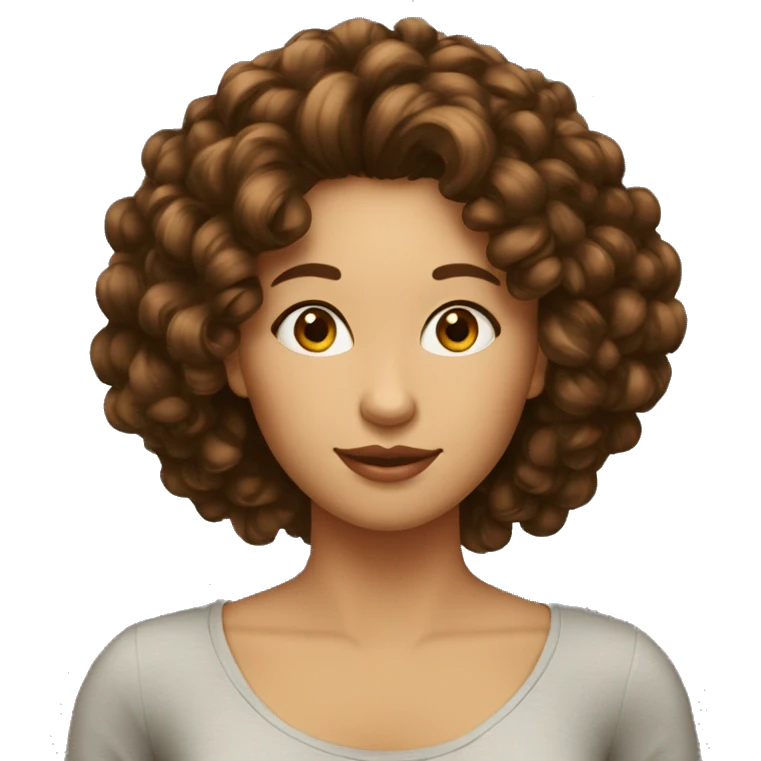 Femme cheveux bouclés brun foncé très long  emoji