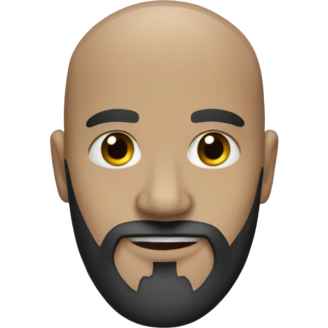 bald man, medium black beard, grey eye emoji
