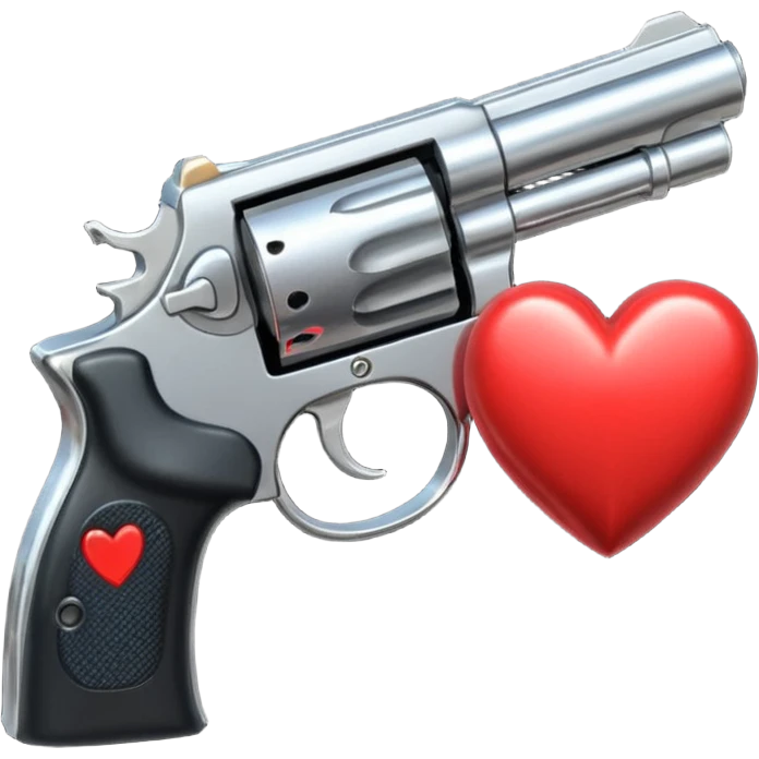 Black hand gun shooting a heart bullets out of the tip  emoji