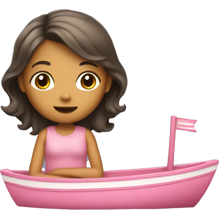 A girl with a cute pink boat emoji