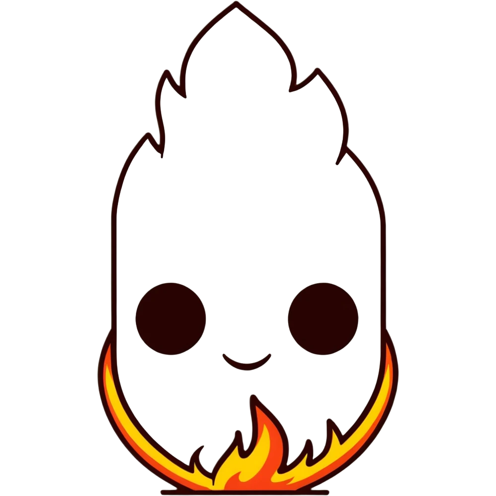 featureless head with fire, no eyes, no mouth, blank face emoji