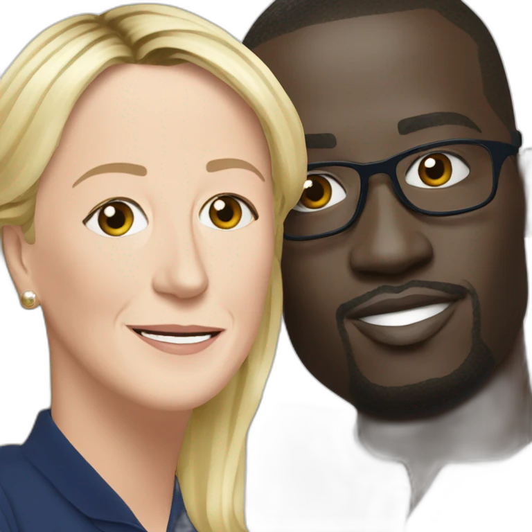 Marine LePen with Mamadou emoji