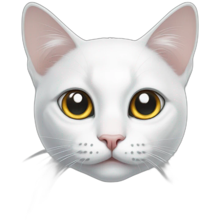 white cat with heterchromia eyes and gray spot on head emoji