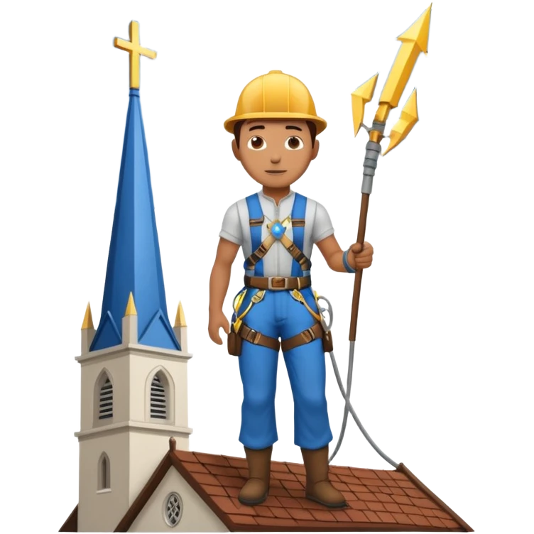 steeplejack man lightning conductor on a church spire emoji