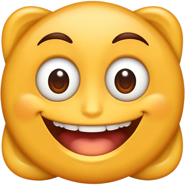 Crie um emoji com base neste rosto de referência. Mantenha os olhos, nariz e boca semelhantes, mas simplifique-os em um estilo de desenho animado. Certifique-se de que a expressão seja divertida com um grande sorriso e exagere os olhos para dar uma sensação divertida de emoji emoji