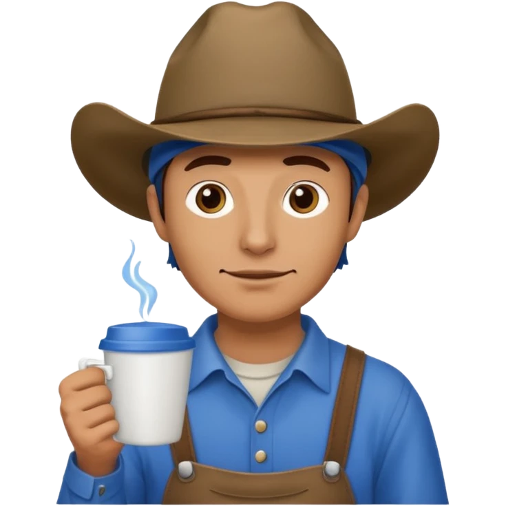 Ranch hand with blue hat and coffee mug emoji