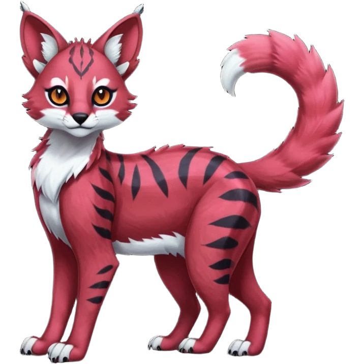 Colorful dark neon pastel gloomy edgy spooky evil tropical ruby exotic cute cool beautiful shiny beautiful fantasy-caracal-civet-genet-sergal-vernid-serval-Gryphon-Cacomistle-Trico-oncilla-animal-Fakémon-hybrid-fursona (full body) emoji