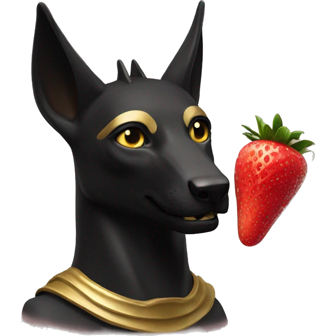 Anubis (pal) eat strawberry  emoji