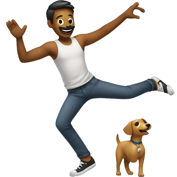 Dancing man with a dancing dog emoji