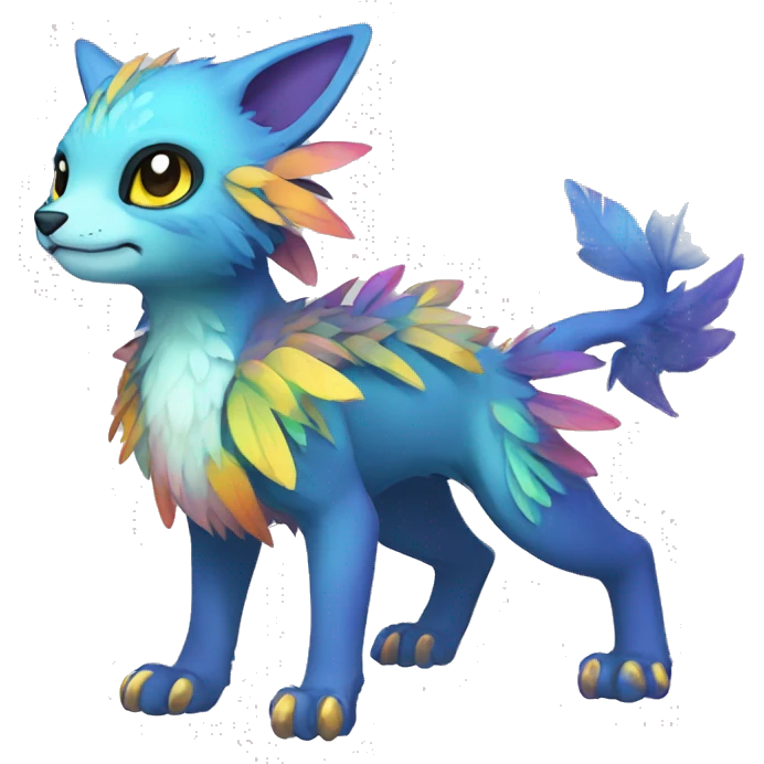 Cute cool colorful fantasy animal hybrid Fakemon full body emoji