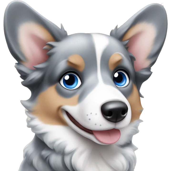 Blue Merle corgi with blue eyes emoji