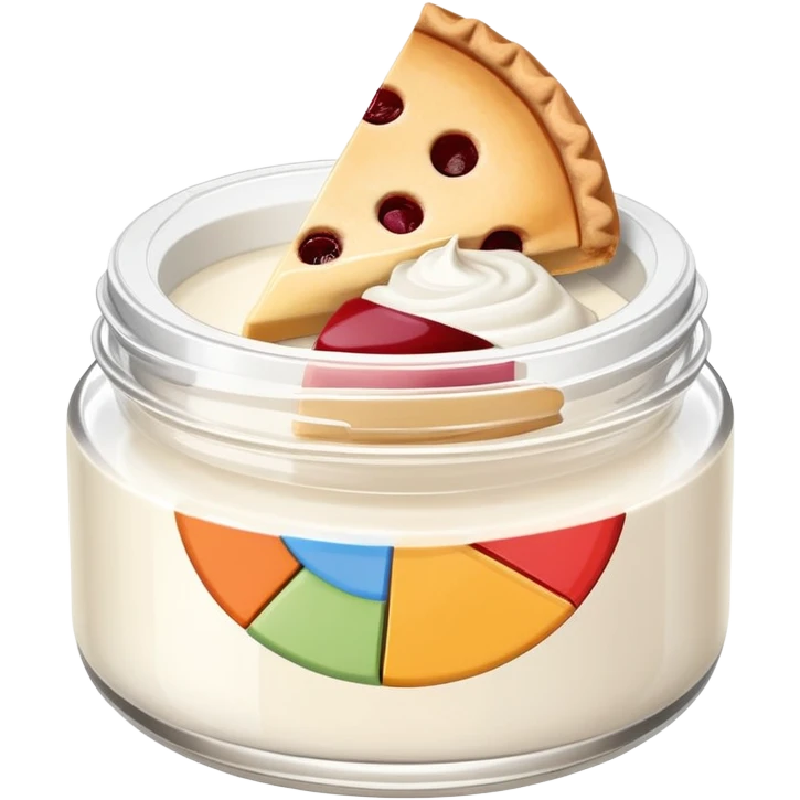 face cream jar with a pie chart on the lid indicating usage emoji