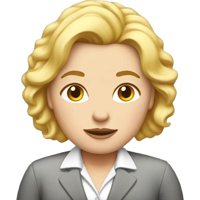 Obesity. A middle-aged woman with golden hair, dressed in business attire. emoji