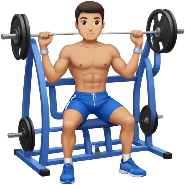 fit man with blue shorts using cable-machine emoji