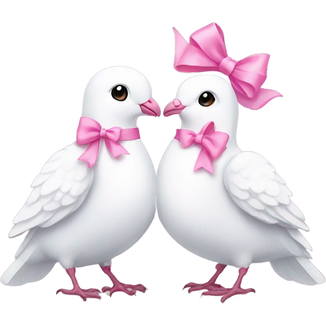 Two White doves with pink bows around their necks emoji