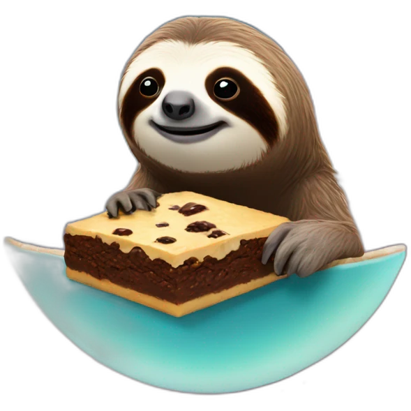 Sloth eating space brownies with universe in the background emoji