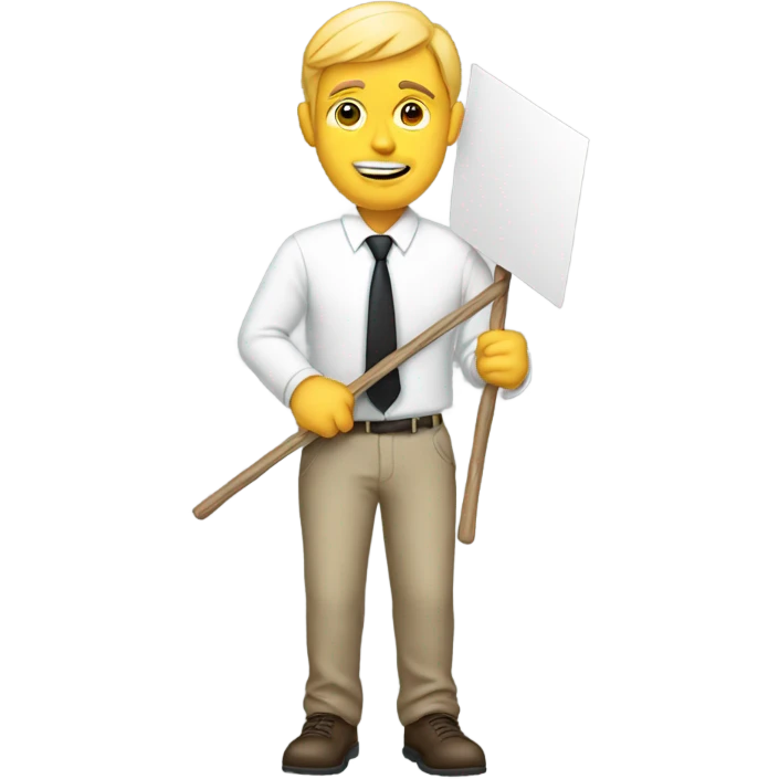 white man holding placard on stick emoji