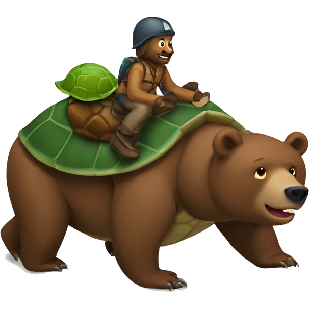 grizzly bear riding a turtle emoji