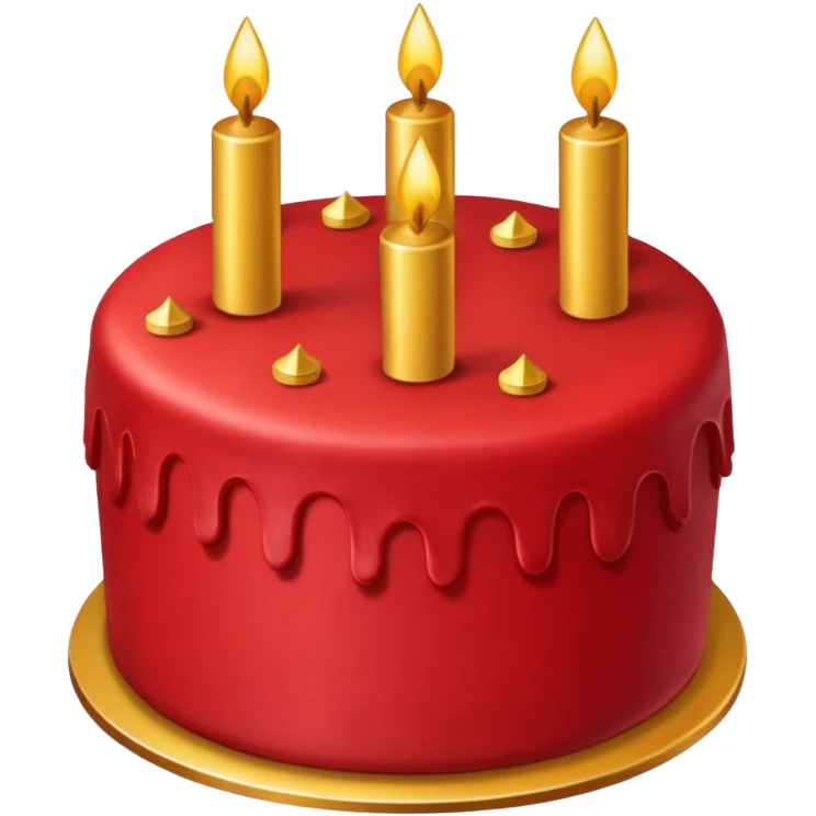 red cake with golden details and sparkles emoji