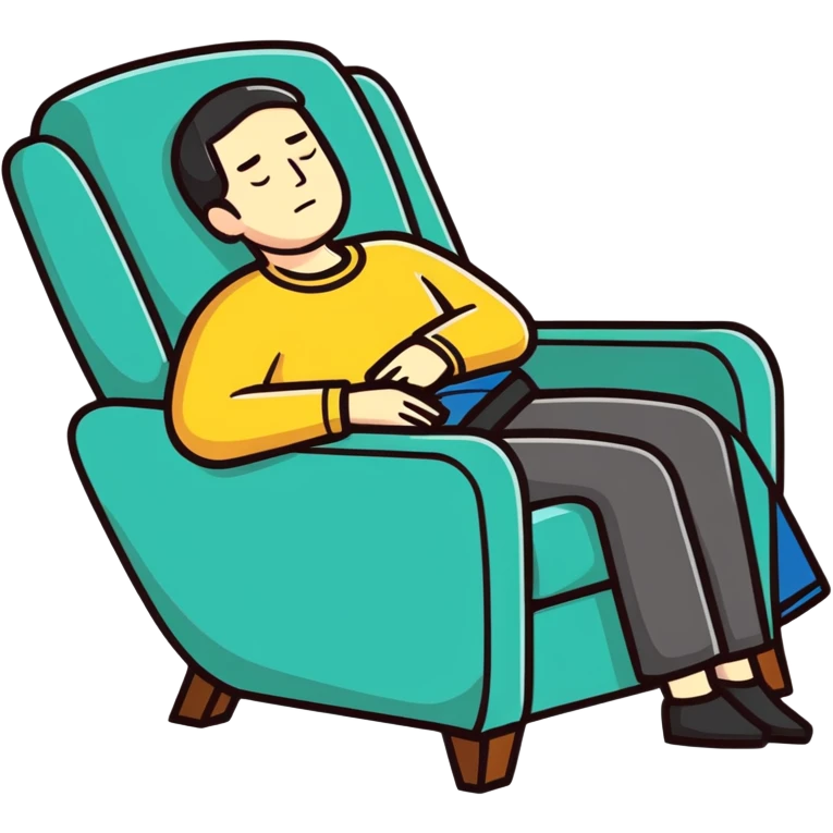 Recliner sleeping man emoji
