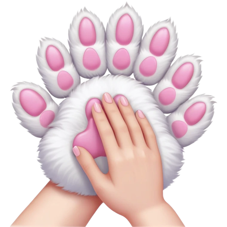 cat paw touching human hand, gentle touch emoji
