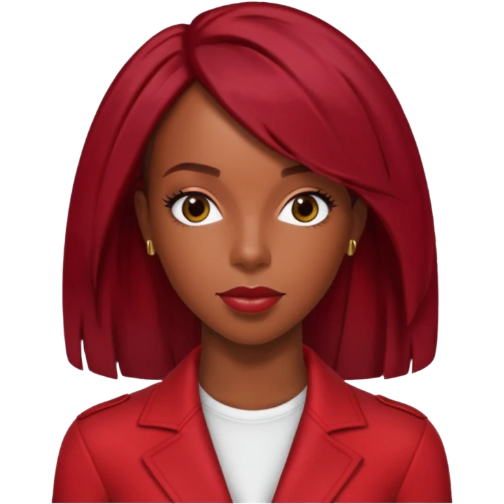 Kelly Rowland from Destiny's Child with dark red hair, red outfit emoji